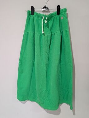 AO76 Green French Terry Midi Skirt Recycled Cotton Girls Size 14/XS Women's